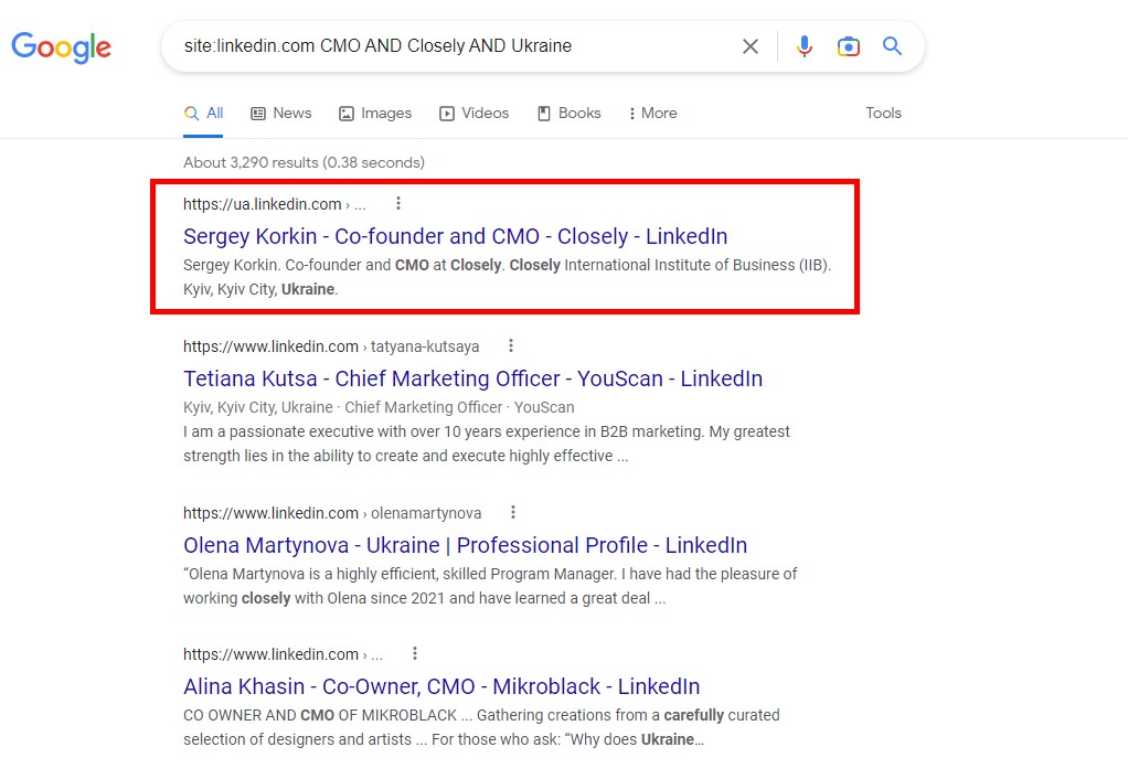 Here's how to use Boolean operators with LinkedIn Xray search